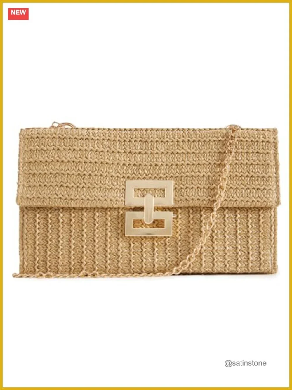 Elegant Woven Straw Clutch Shoulder Bag Summer Beach Crossbody Handbag